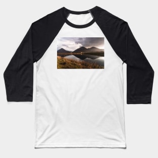 Mirror lake with house and mountains in the background - Isle of Skye Scotland Baseball T-Shirt